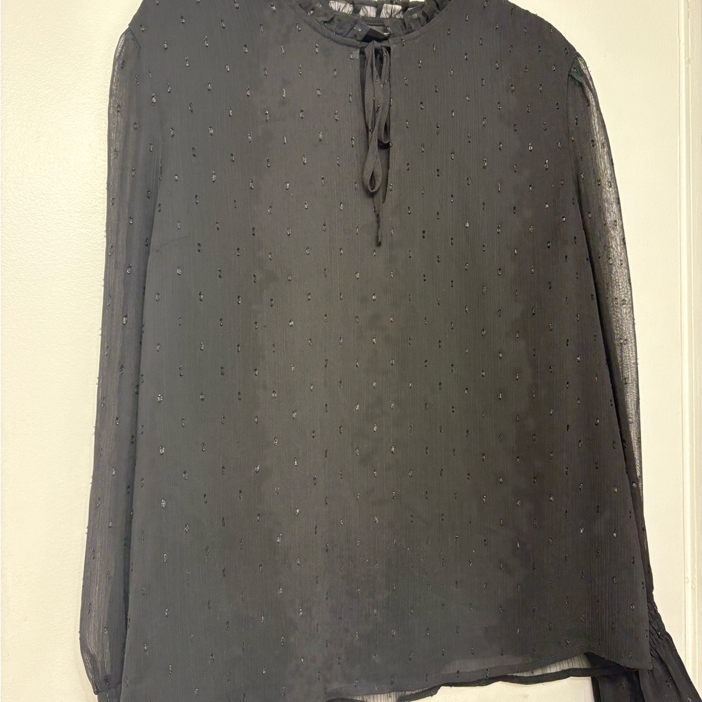 INC International Concepts Black Sheer Blouse